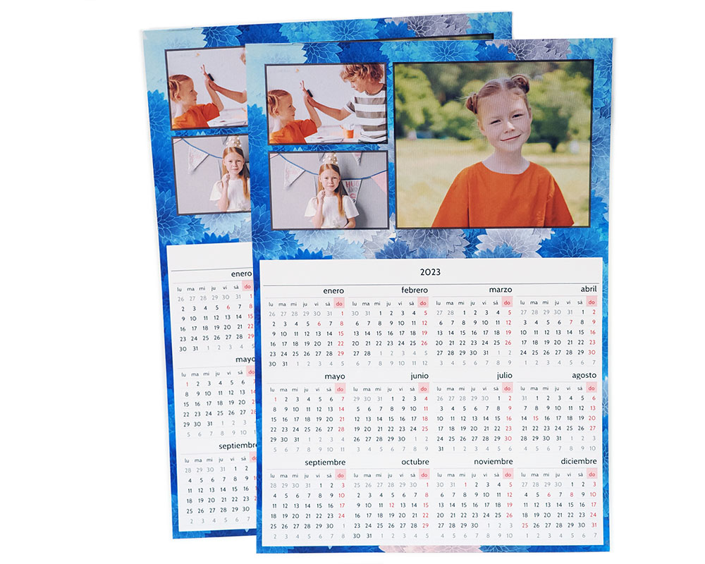 Calendarios poster con tu foto a una cara personalizado con grabado o impresión profesional