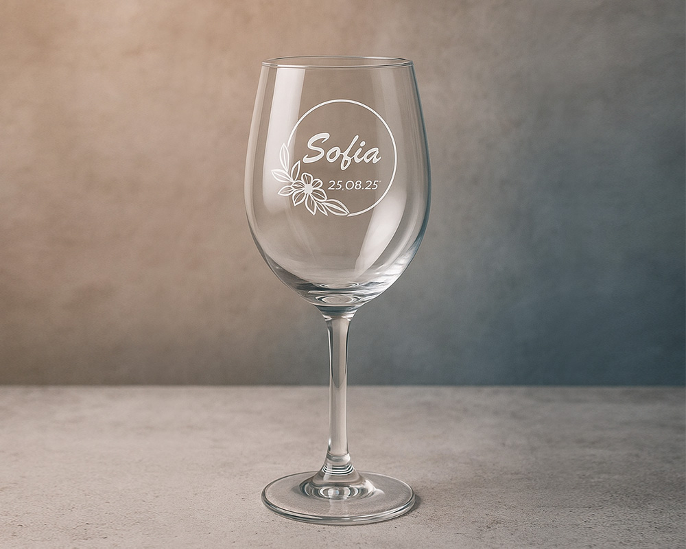 Copas de vino personalizadas grabadas en cristal resistente